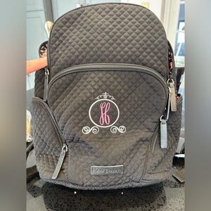 Vera Bradley Black Quilted Monogrammed Mini Backpack